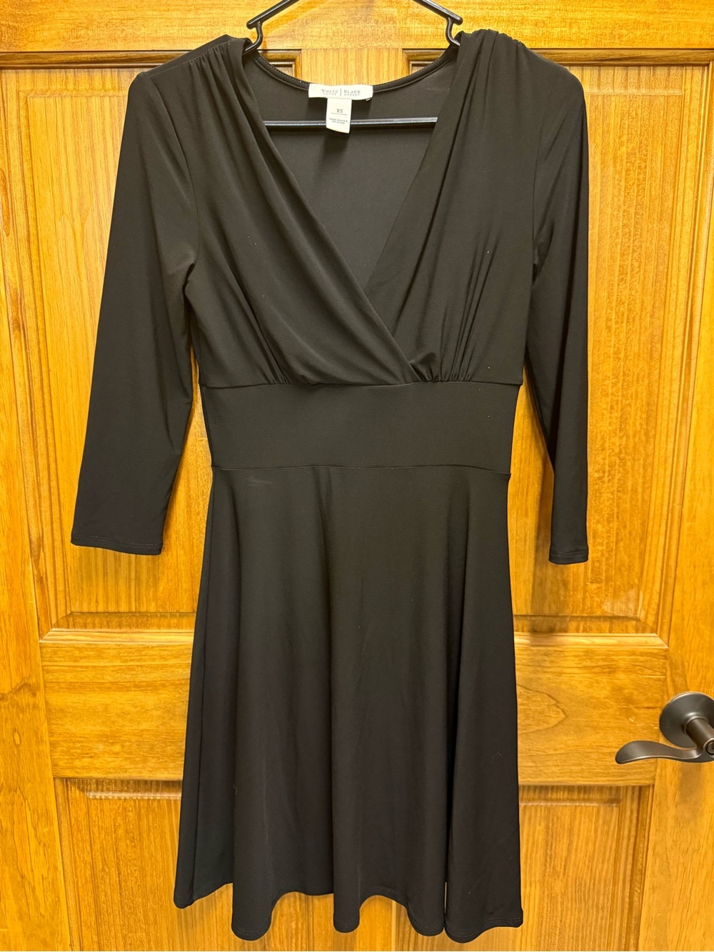 White House Black Market XS Black Wrap Fit & Flare Dress